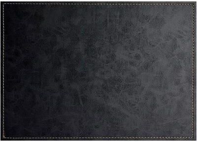CounterArt Luxurious Vegan Faux Leather Placemats Look and Feel of Genuine Leather Infused with Copper Easily Wipes Clean (Black)