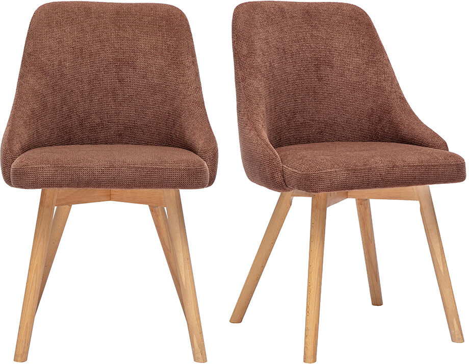 Miliboo Skandinavische Stühle aus Stoff in verbrannter Erde Effekt und hellem Holz (2er-Set) HASTA