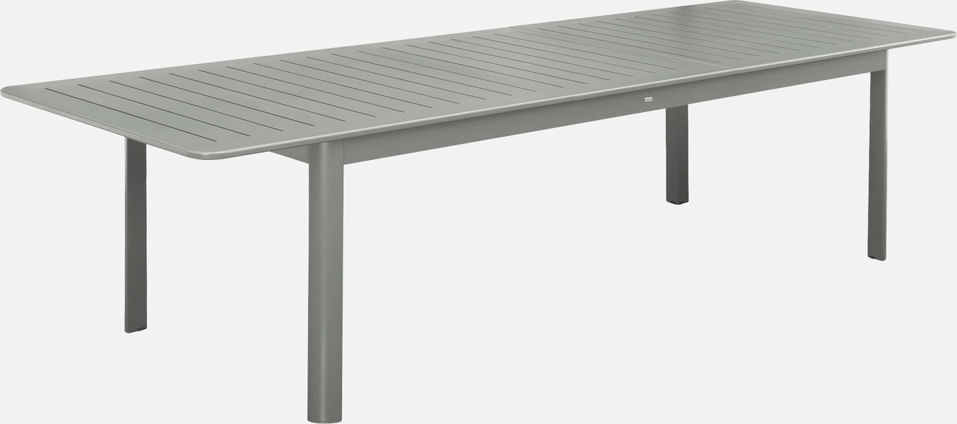 sweeek - Ausziehbarer Gartentisch aus Aluminium, 10 Plätze - Khaki