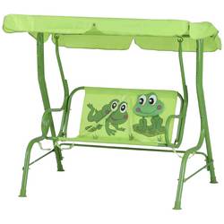 Siena Garden 672608 Froggy Kinderschaukel Gestell Stahl grün, Fläche 100% Polyester grün, 75x115x118 cm