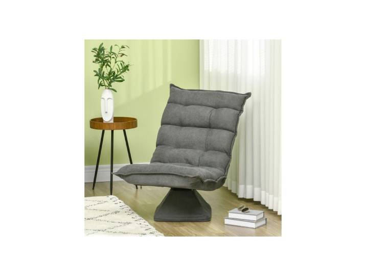 Fauteuil de sol avec dossier réglable fauteuil de relaxation pivotant coussin de sol pour salon et bureau gris en microfibre