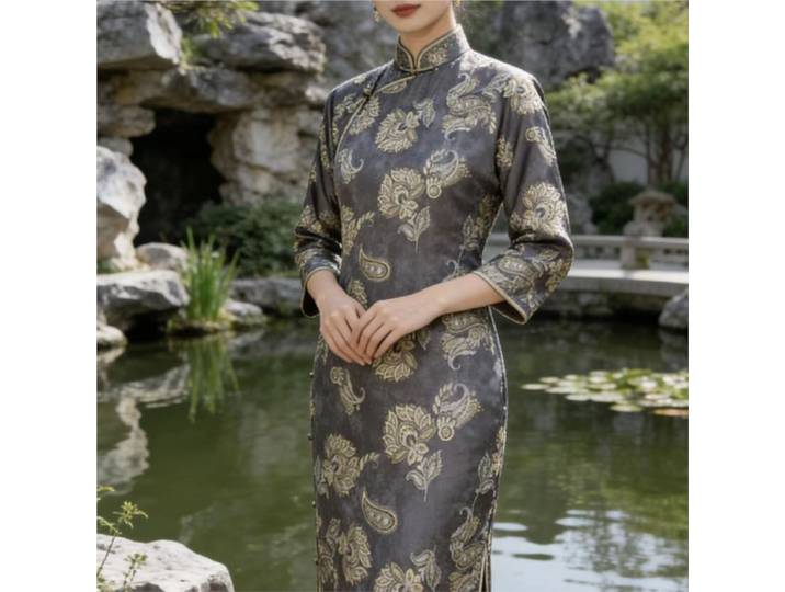Tissu jacquard en rayonne et polyester dégradé, nouveau style chinois Hanfu cheongsam
