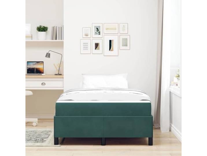 KTHLBRH Bettgestell Stoff dunkelgrün 120 x 190 cm Minimalistisches Design, einfache Linien, weiche Farben, für moderne Doppelzimmer