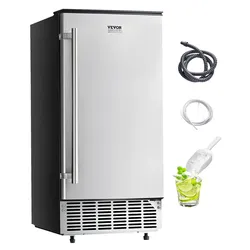 VEVOR Unterbau Eismaschine Eisbereitrer Eiswürfelbereiter 36 kg/Tag Unterbau-Eismaschine mit umkehrbarer Tür aus Edelstahl, Eismaschine für gewerbliche Privatküchen, elektrische Entwässerung