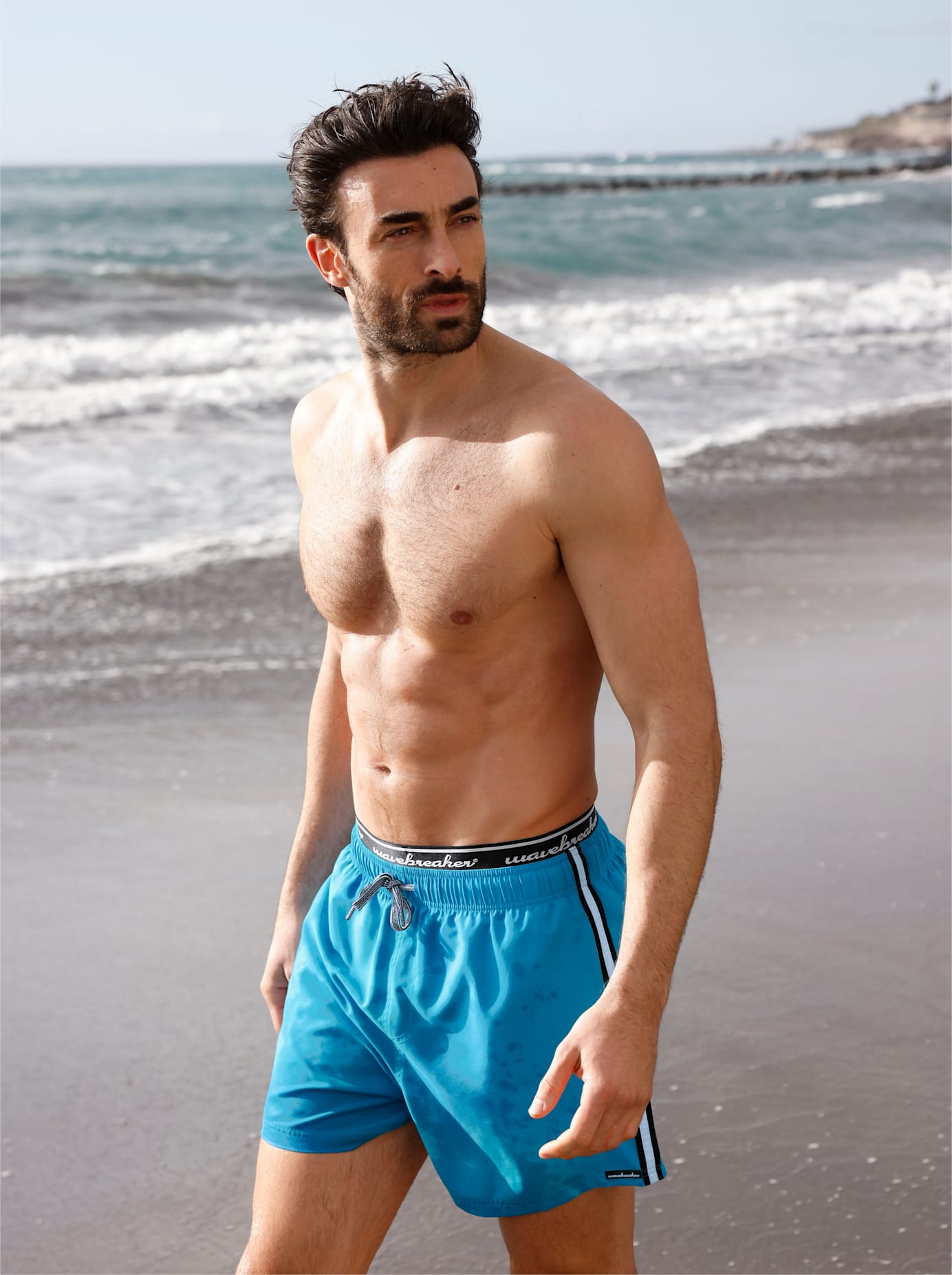 Badeshorts, Herren, Gr. 12, Normalgrössen, mittelblau, Polyester, Badehosen Badeshorts mittelblau 12, Normalgrössen