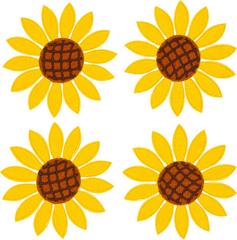 buttinette Applikationen "Sonnenblumen" Größe: 6 x 6 cm, Inhalt: 4 Stück