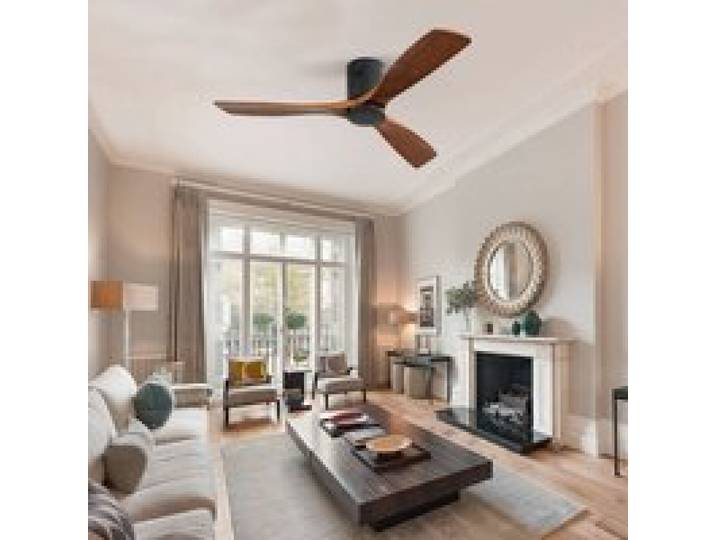 ventilateur de plafond ventilateur reversible silencieux 132 cm bois massif metal noir telecommande sans lumiere ORVRYN