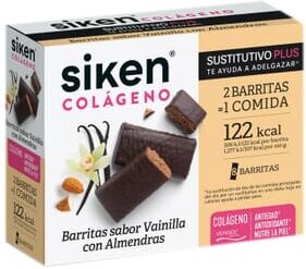 Siken Substituto Colagénio Barra Baunilha Com Amêndoas 8 Unds 40g Amêndoa-Baunilha