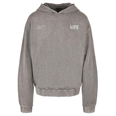 Kapuzenpullover MERCHCODE "Merchcode Life Acid Washed Oversized Hoodie", Herren, Gr. XL, asphalt, 100% Baumwolle, mehrfarbig, oversize, ohne Ausschnitt, Pullover Kapuzenpullover