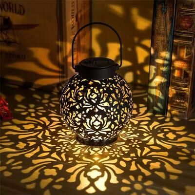 Inspired Living Elegant Iron Art Solar Hanging Lantern Outdoor Garden LED Landscape Light Elegant Iron Art Solar Hanging Lantern Outdoor Garden LED Landscape Light