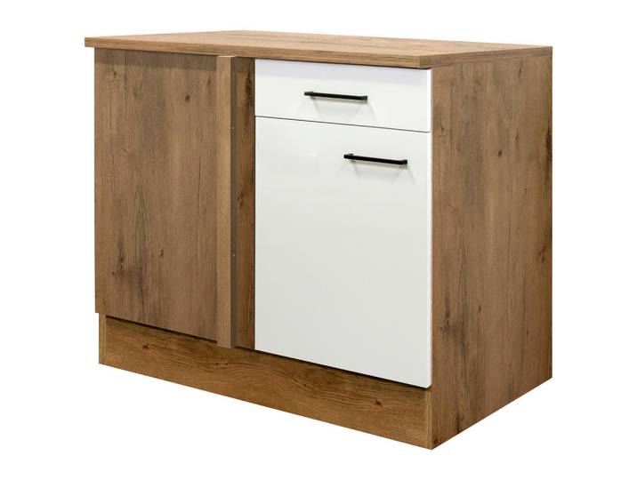 FlexWell Eckunterschrank, Magnolie, Eiche, 1 Fächer, 1 Schublade(n) Schubladen, 110x85x57 cm, Made in Germany, individuell planbar, Küchen, Küchenmöbel, Küchenschränke, Eckschränke Küche