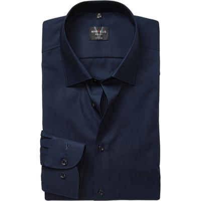 Langarmhemd MARVELIS, Herren, Gr. 42, N-Gr, blau (apricot), Web, Obermaterial: 100% Baumwolle, körpernah, 2-Knopf-Manschette, Hemden, Kentkragen, Businesshemd, körpernah