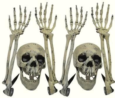Uplift Essentials Halloween Skeleton Ground Stakes Set 4hand And 2head
