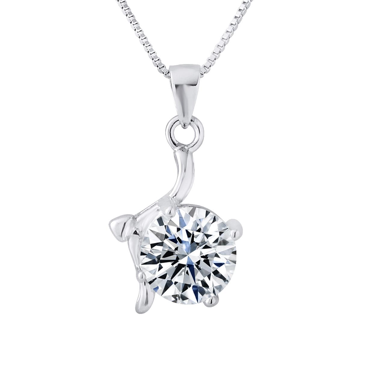 Solitaire hanger fancy zirkoniumoxide 925 geleverd met aangeboden ketting