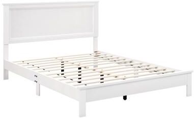 Costway Queen Size Bed Frame Platform Slat High Headboard Bedroom with Rubber Wood Leg-White