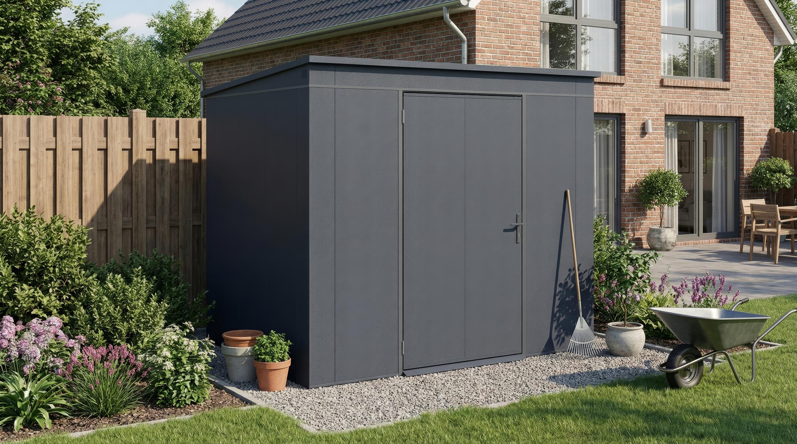 Weka Metall Gerätehaus Gary Gr. 5, anthrazit, BxT 237x187
