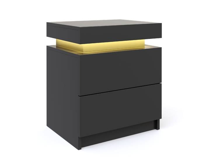 Nachttisch LED MOYA 2 Schubladen schwarz