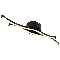 Deckenleuchte Wohnzimmerlampe LED Deckenlampe Schlafzimmerleuchte Wellen, schwarz opal, 12W 560lm warmweiß, LxBxH 47,6x10x5,6 cm