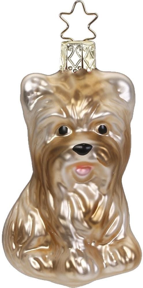 Weihnachtsbaumkugel INGE-GLAS "Yorkshire Terrier 45053 cm, Beige/Braun", beige (beige, braun), H:7,5cm, Glas, Weihnachtsbaumkugeln, Weihnachtsbaumkugel beige, braun Einheitsgröße