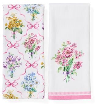 Lenox Bouquet Ribbon Kitchen Towels, Set of 2 - 18x28