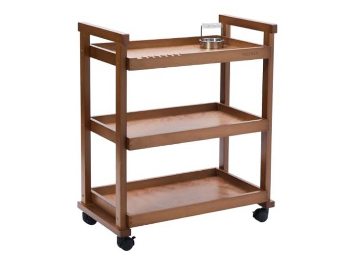 MEEDEN Beistellwagen mit Rollen, Walnuss 3-Tier Multifunktionale Art Storage Cart Organizer, Massivholz Buche Studio Cart Art Taboret mit Caster Wheels für Künstler (Helles Nussbaum)