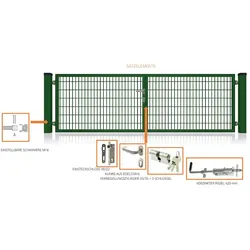 Fa-Bausysteme Doppelflügeltor Moosgrün 2000 x 800 mm