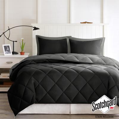 Madison Park Essentials Larkspur 3M Scotchgard Diamond Quilting Reversible Down Alternative Comforter Set