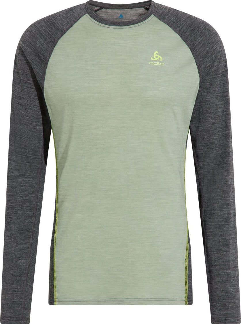 Odlo Men's Performance Wool 150 Base Layer Matte Green/Dark Grey Melange S