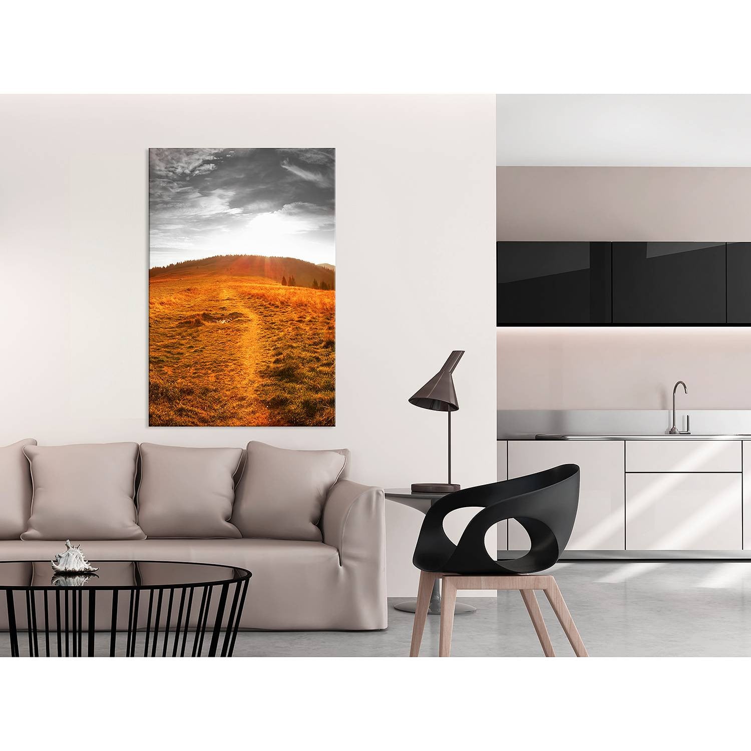 home24 Idyll abstracte wanddecoratie linnen oranje 40 x 60 cm