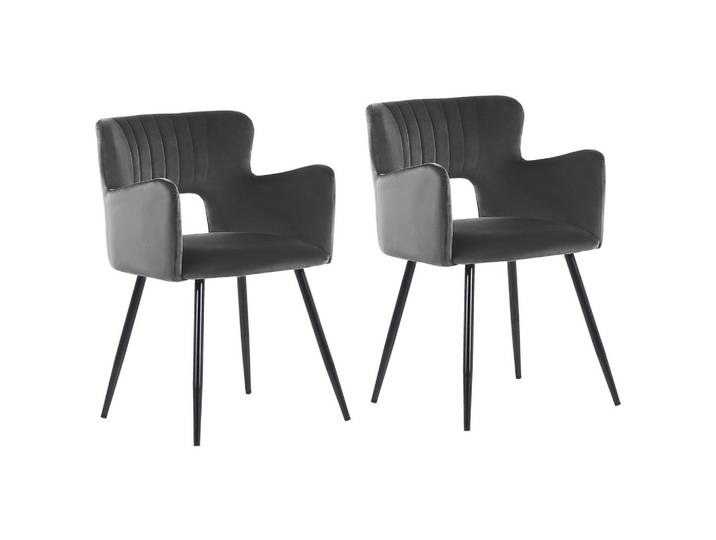 STUHL 2er-Set Samtstoff Grau Sanilac