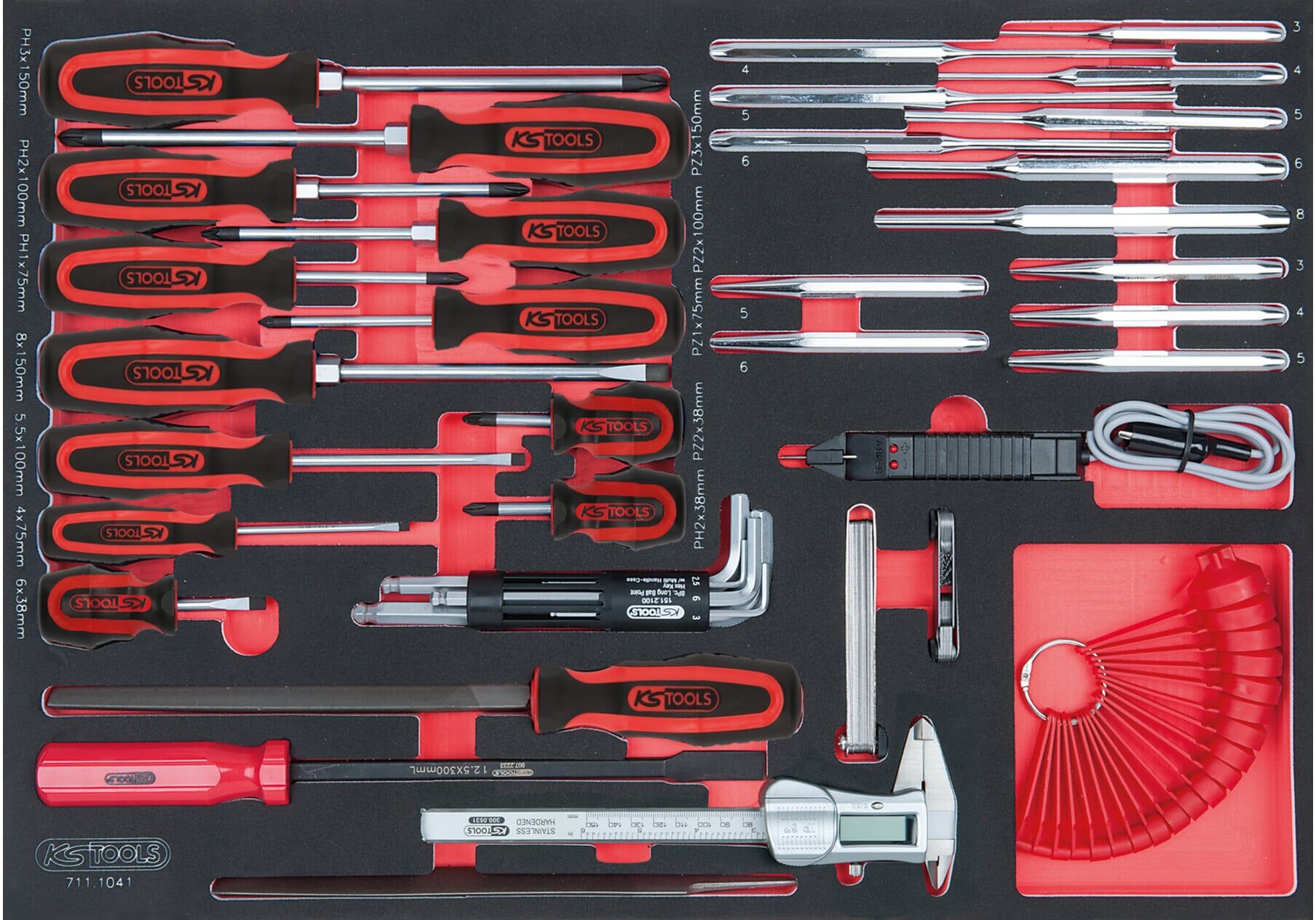 KS Tools SCS Schraubendreher- und Messgeräte-Satz, 41-teilig in 1/1 Systemeinlage (711.1041)