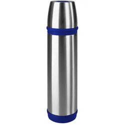 Emsa Isolierflasche Captain, Trinkflasche mit Becher, Isoflasche, Edelstahl, Blau, 500 ml, 502472