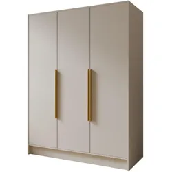 DREHTÜRENSCHRANK Pavia ohne Spiegel, Kaschmir mit goldenen Griffen, 150 cm