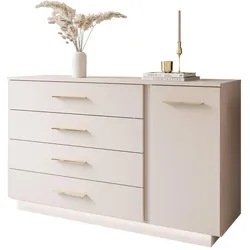 SIDEBOARD LINA KASCHMIR II 1D4S mit LED-Beleuchtung Griffe Goldmatt