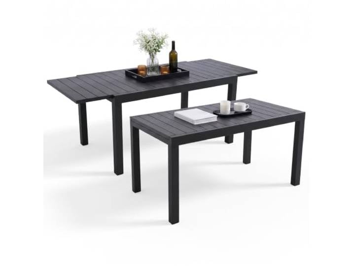 Gartentisch Ausziehbar 140-200x90cm, Aluminium balkontisch für 4-8 Personen Gartentisch Wetterfest, Esstisch Ausziehbar, terrassentisch Aluminium, Balkon Ausziehtisc für Essgruppe, Küche, Wohnzimmer