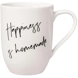 BECHER MIT HENKEL 'HAPPINESS IS HOMEMADE' Statement weiß 290 ml