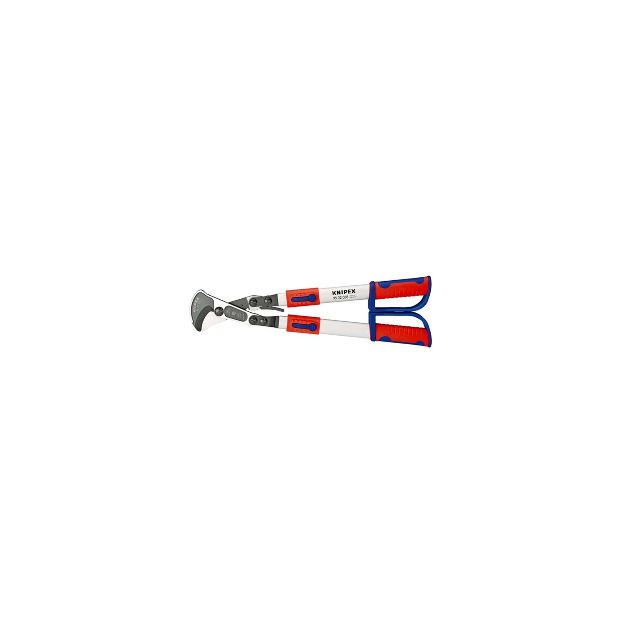 KNIPEX 95 32 038 Kabelschere (Ratschenprinzip) mit Teleskopschenkeln mit Mehrkomponenten-Hüllen 570 mm)