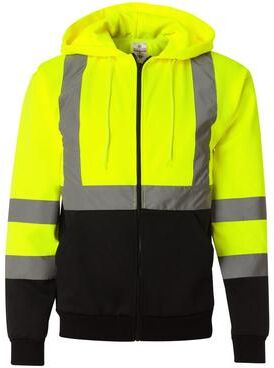 Kishigo JS102-103 Hi-Vis Full-Zip Hooded Sweatshirt in Lime size 2XL   Polyester