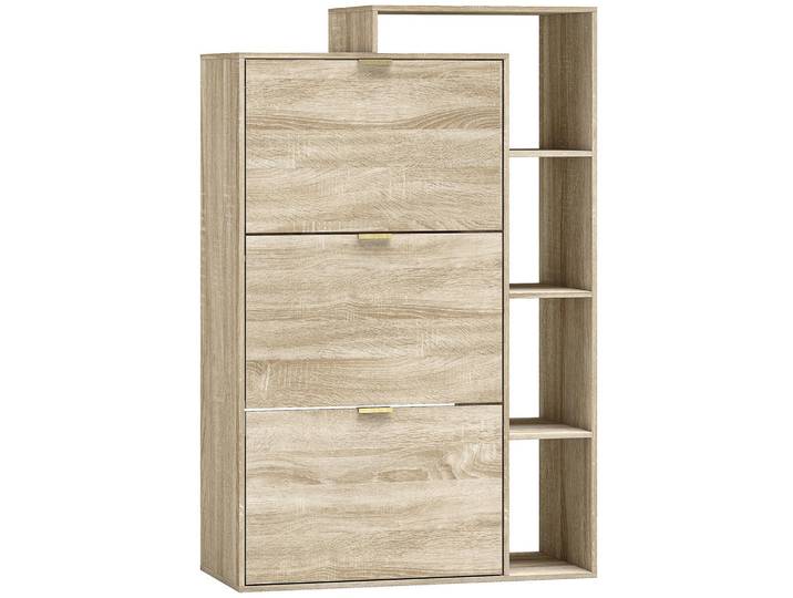 Homcom Schuhschrank MDF Naturholz, Naturfarben, Nachbildung, 25x123.8x80 cm, Garderobe, Schuhaufbewahrung, Schuhkipper