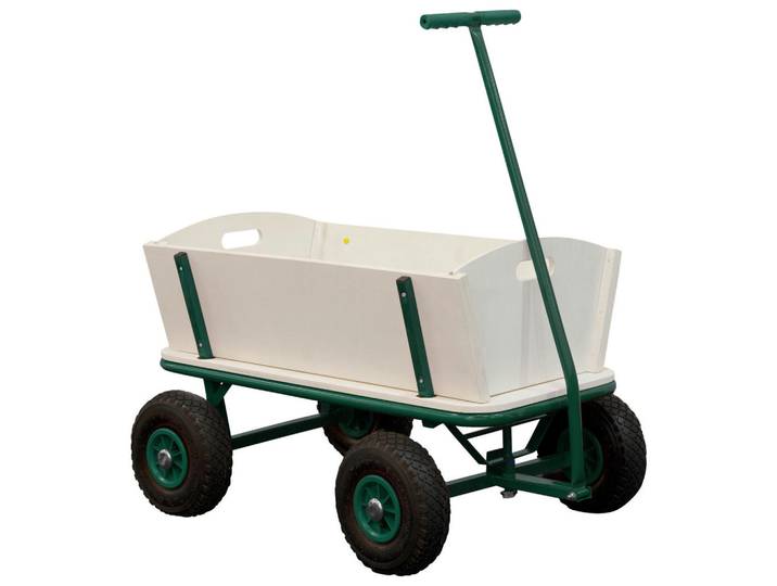 Bollerwagen, Braun, Grün, Holz, Metall, 95x97x61 cm, CE, Freizeit & Co, Outdoor-Spielzeug, Bollerwagen