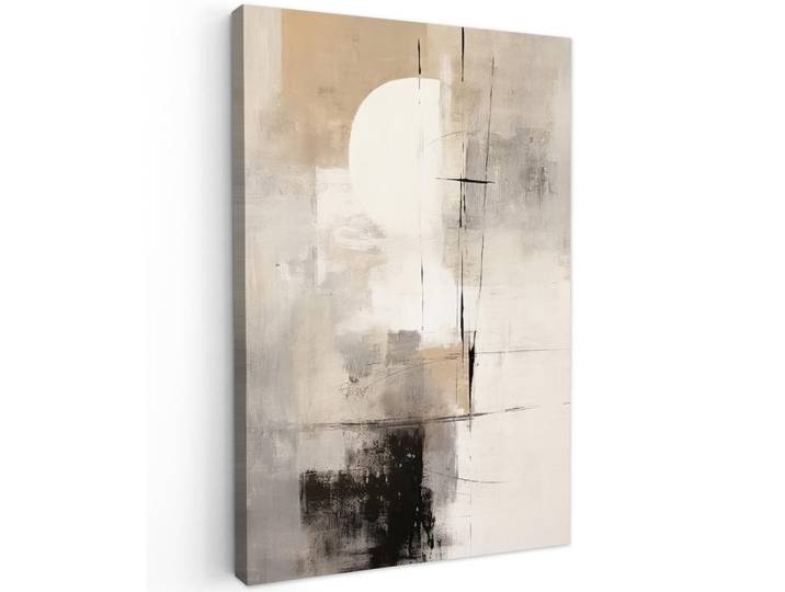 MuchoWow Leinwandbild - Abstrakt - Kunst - Grau - 80x120 - Wanddeko, Hellgrau, Textil, Kiefer, Rechteckig, 80x120 cm, gerahmt, Bilder & Rahmen, Bilder, Wandbilder