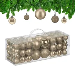 Relaxdays Weihnachtskugeln 76er Set Beige,Silber