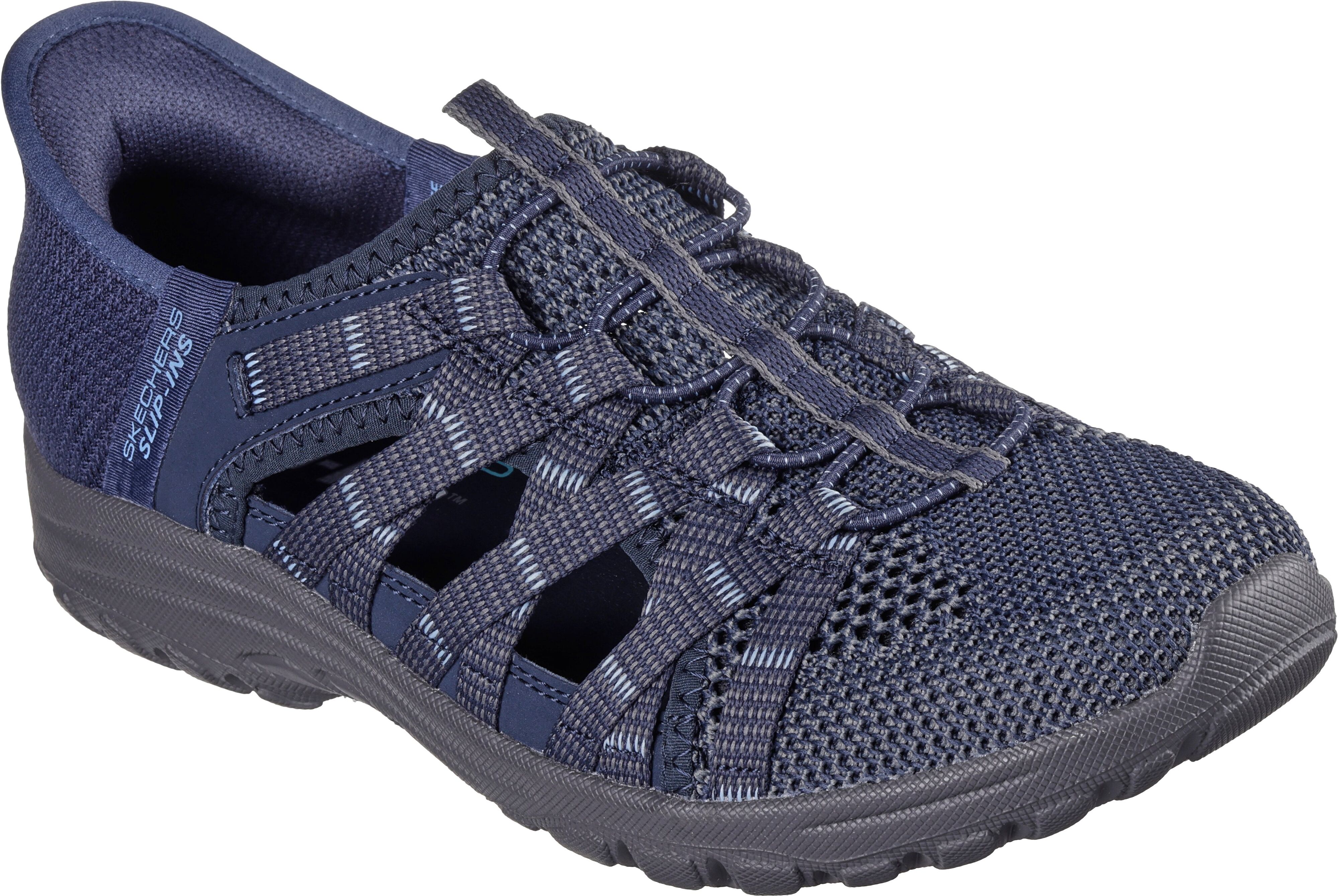 Slip-On Sneaker SKECHERS "REGGAE FEST 2.0-NEAP TIDE", Damen, Gr. 36, Textil, blau (navy), meliert, Schuhe Slip-On Sneaker, Slipper, Barfußschuh, Sandale mit Gummizug