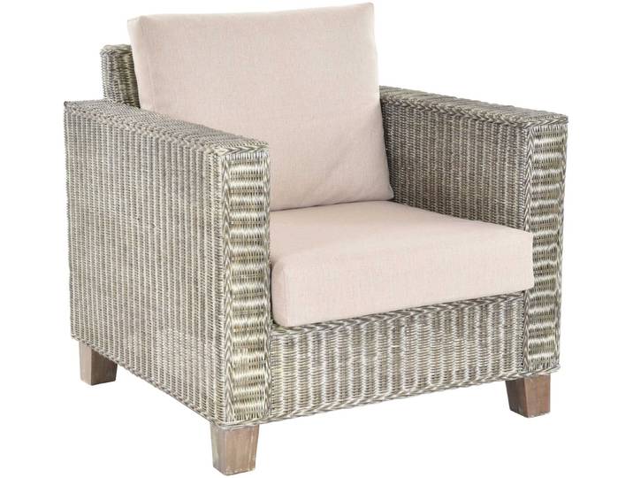 Krines Home Relaxsessel Wohnzimmer Sessel Malaka aus Natur Rattan Loungesessel Rattanmöbel, aus Rattan Naturmaterial