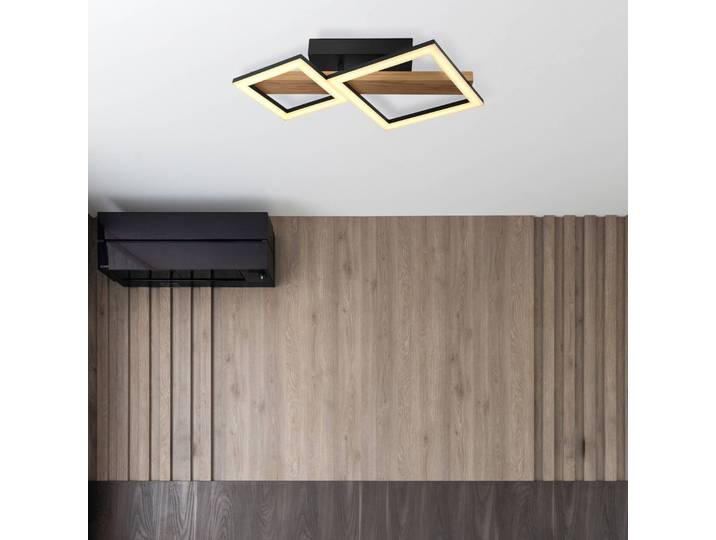 Globo LED Deckenleuchte Dustin, Holz dunkel, für Wohn- / Esszimmer, Metall