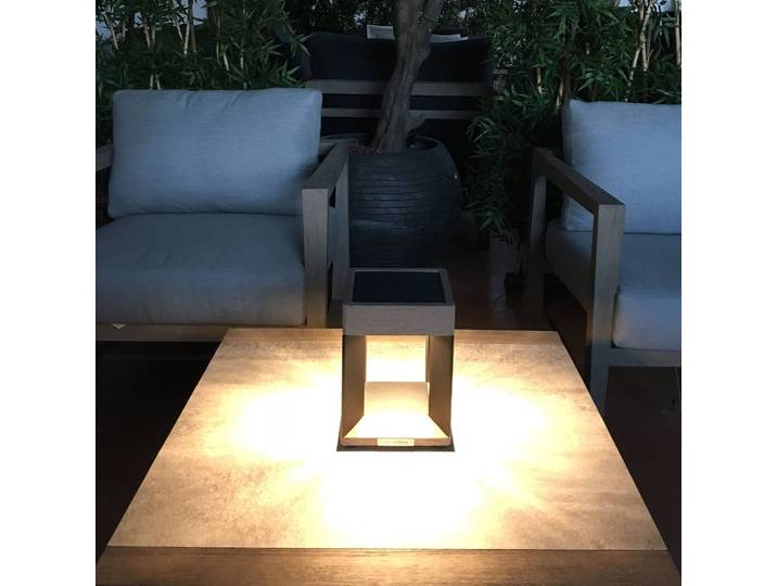 Les Jardins LED-Solartischleuchte Teckalu, schwarz/holz hell dimmbar, schwarz, Holz