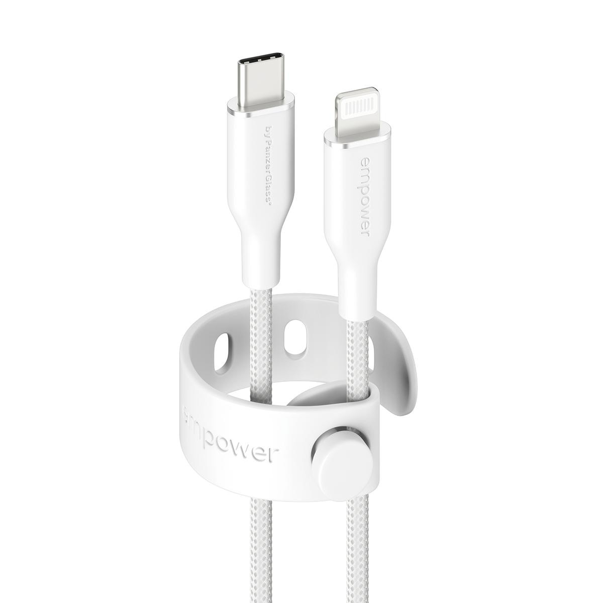 empower by PanzerGlass Racing 60W USB-C to Lightning Kabel 1,2m Silber Weiß