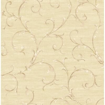 Seabrook Designs Elsie Botanical Scrolls Unpasted Wallpaper