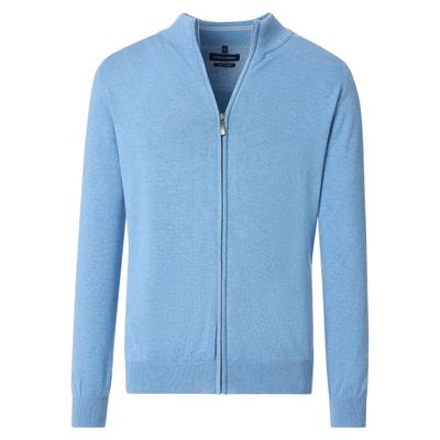 Strickjacke CASAMODA "CASAMODA Strickjacke uni", Herren, Gr. 3XL, blau (helles himmelblau), 100% Baumwolle, Strickjacken Strickjacke