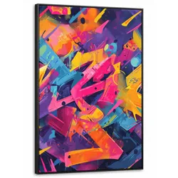 LEINWAND Bilder mit Rahmen - Abstrakt - Formen - Farbenfroh - 90x140